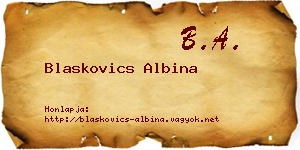 Blaskovics Albina névjegykártya